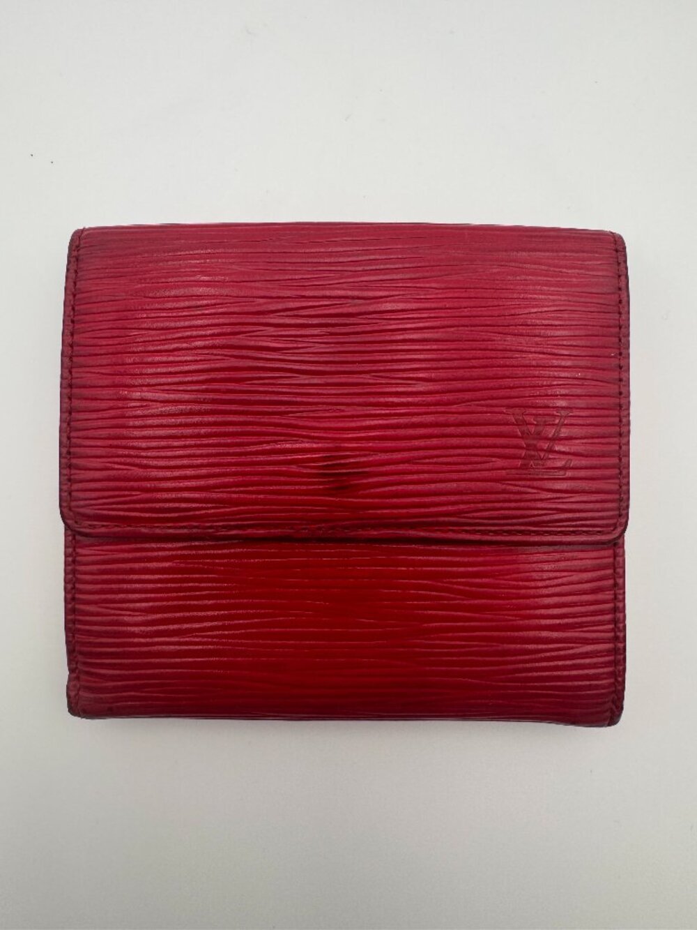 Louis Vuitton Red Epi Elise Trifold Wallet with COA